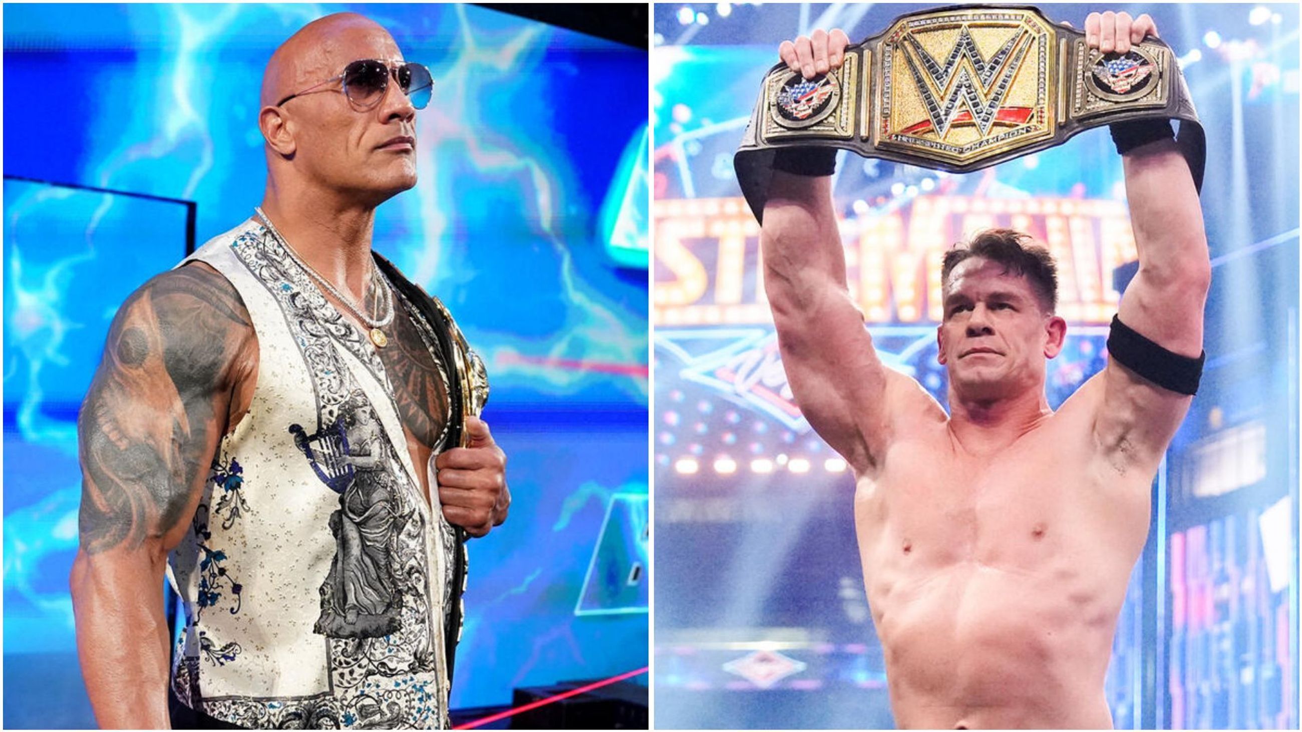 The Rock and John Cena. (Photos: WWE.com)