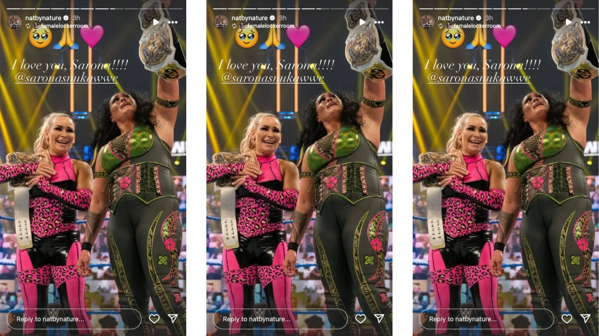 The veteran sent a heartfelt message to Tamina today. [Image credit: Natalya&#039;s Instagram story]
