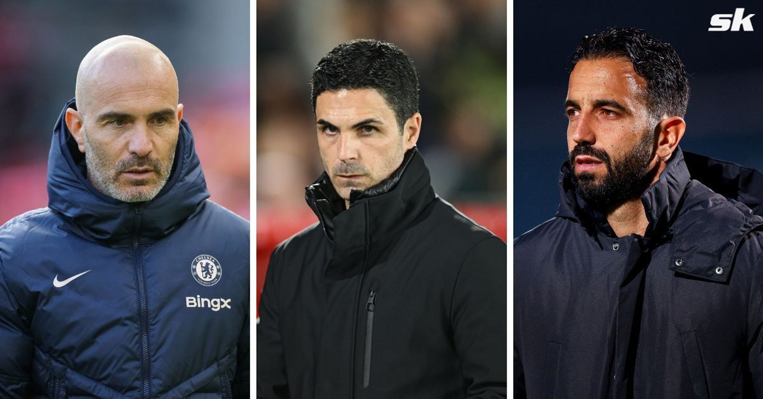 (L-R) Enzo Maresca, Mikel Arteta, and Ruben Amorim
