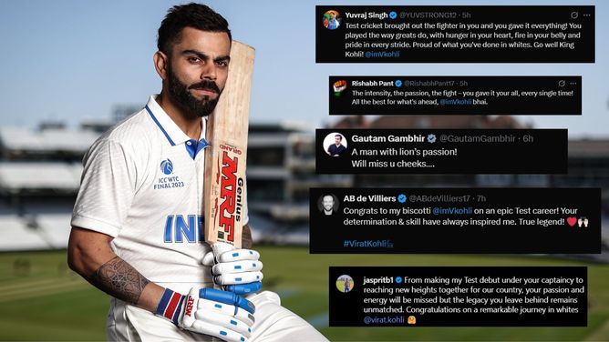"The whites will miss you" - Social media floods with wishes from cricket fraternity after Virat Kohli announces his Test retirement