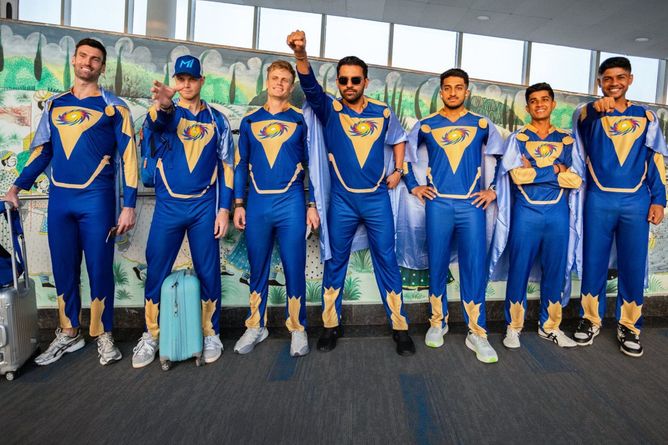 Jaya Bhardwaj poses with Deepak Chahar in his hilarious ‘punishment’ outfit after RR vs MI IPL 2025 match [In Picture]