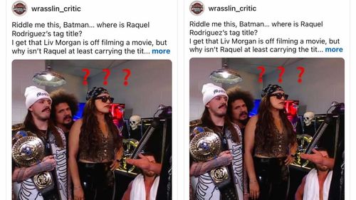 A wrestling fan comments on Rodriguez appearing without her title on RAW. [Image credit: Wrasslin_Critic on threads}