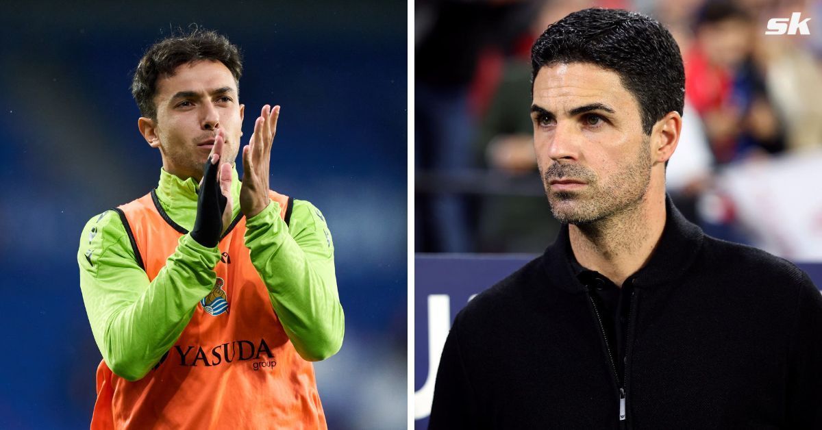  Martin Zubimendi (left) and Mikel Arteta
