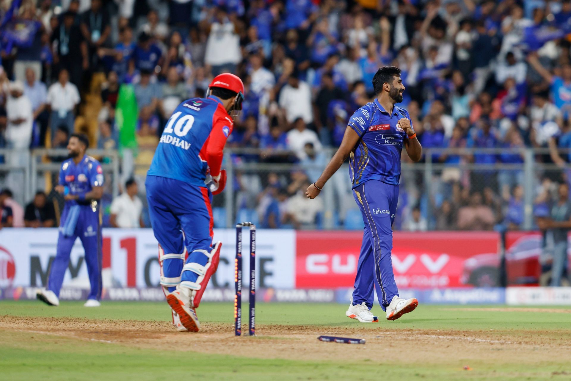 Jasprit Bumrah picked up three wickets during MI vs DC IPL 2025 match (Image: IPL/X)