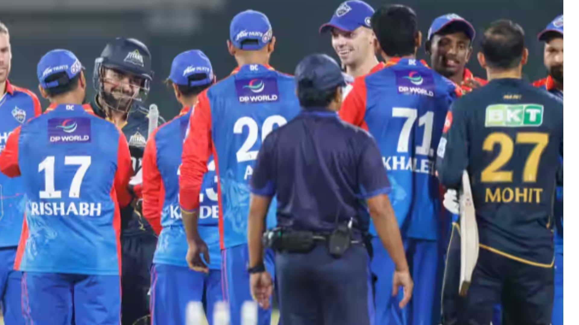 The DC players celebrate their win against GT in Delhi last yearr. (Source: IPL T20.com)