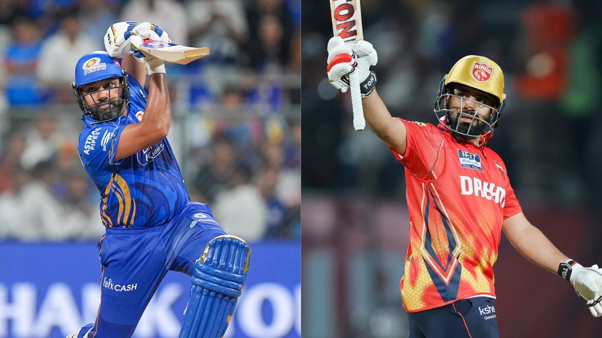 Comparison of IPL stats of Rohit Sharma and Prabhsimran Singh after first 37 IPL games (Images via @IPL on X)