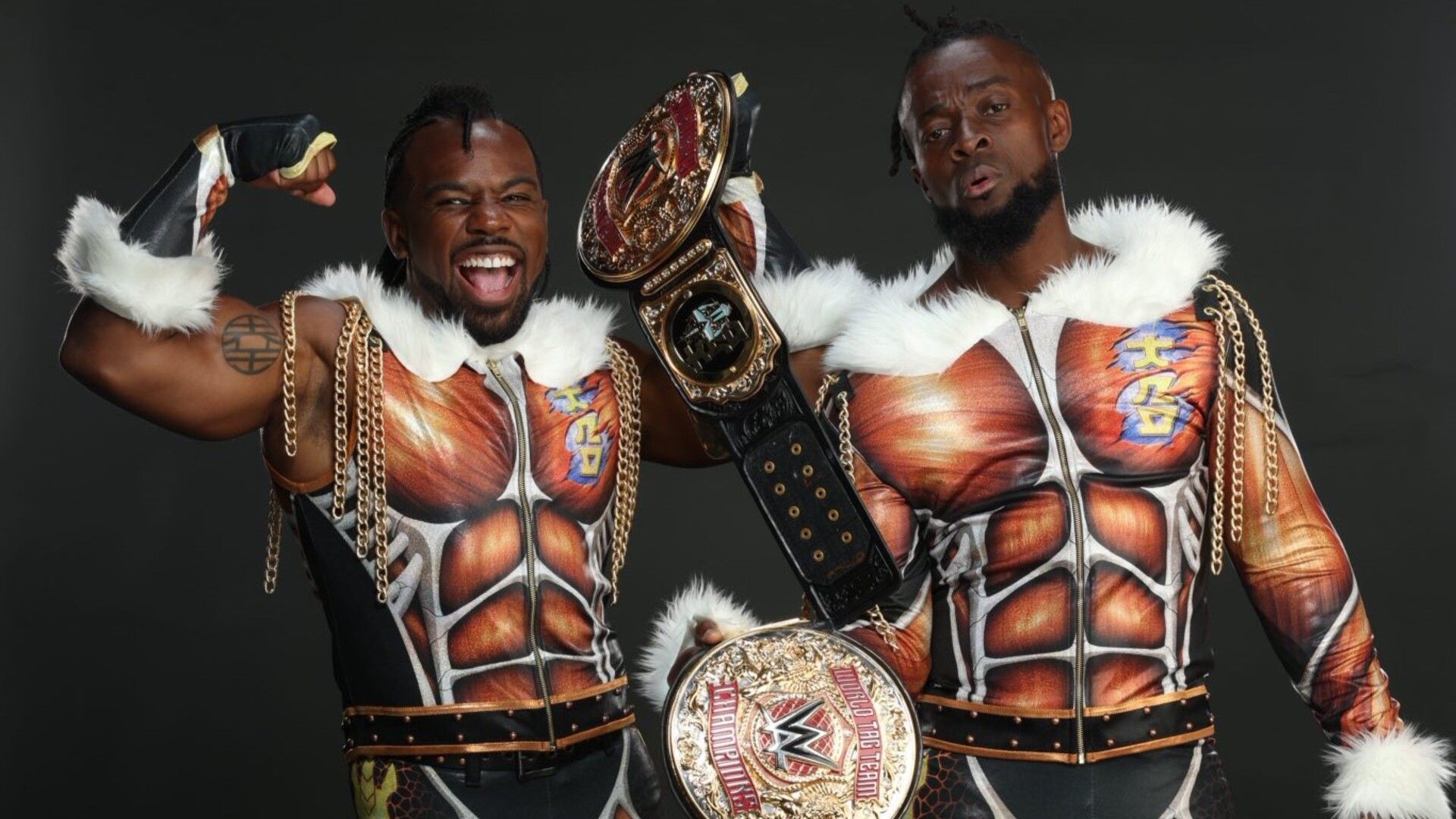 World Tag Team Champions The New Day pose backstage at WWE RAW