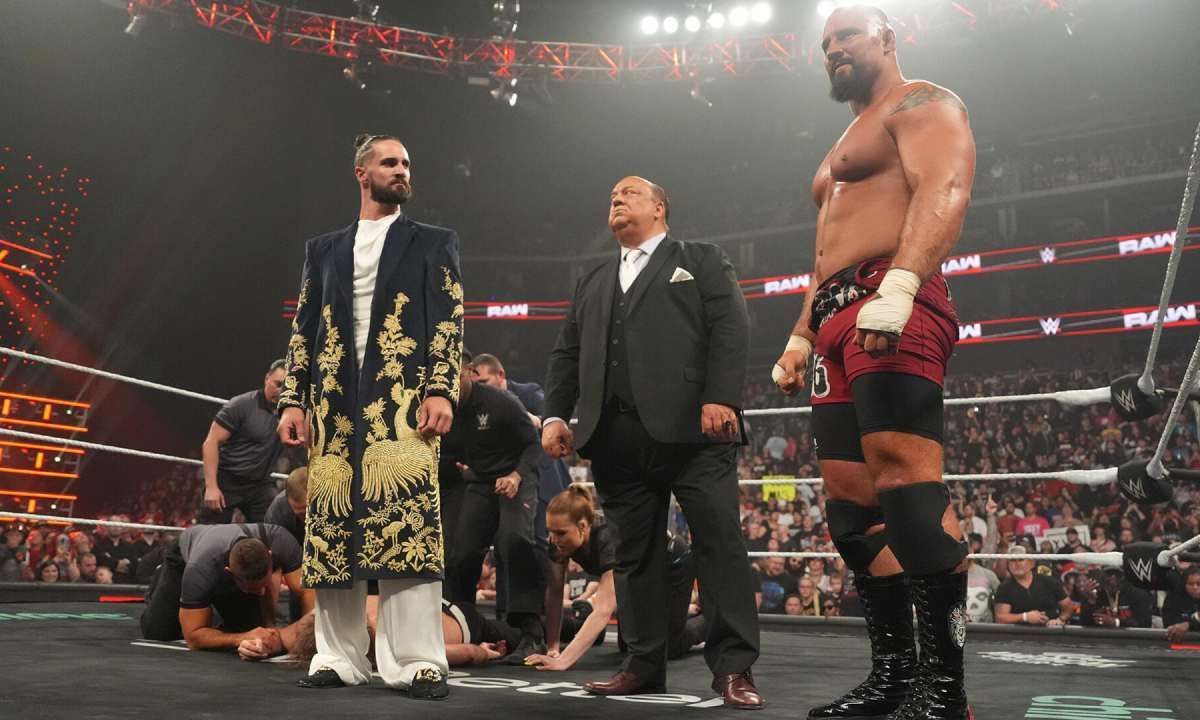 Seth Rollins, Paul Heyman and Bron Breakker. [Photo credit: WWE.com]