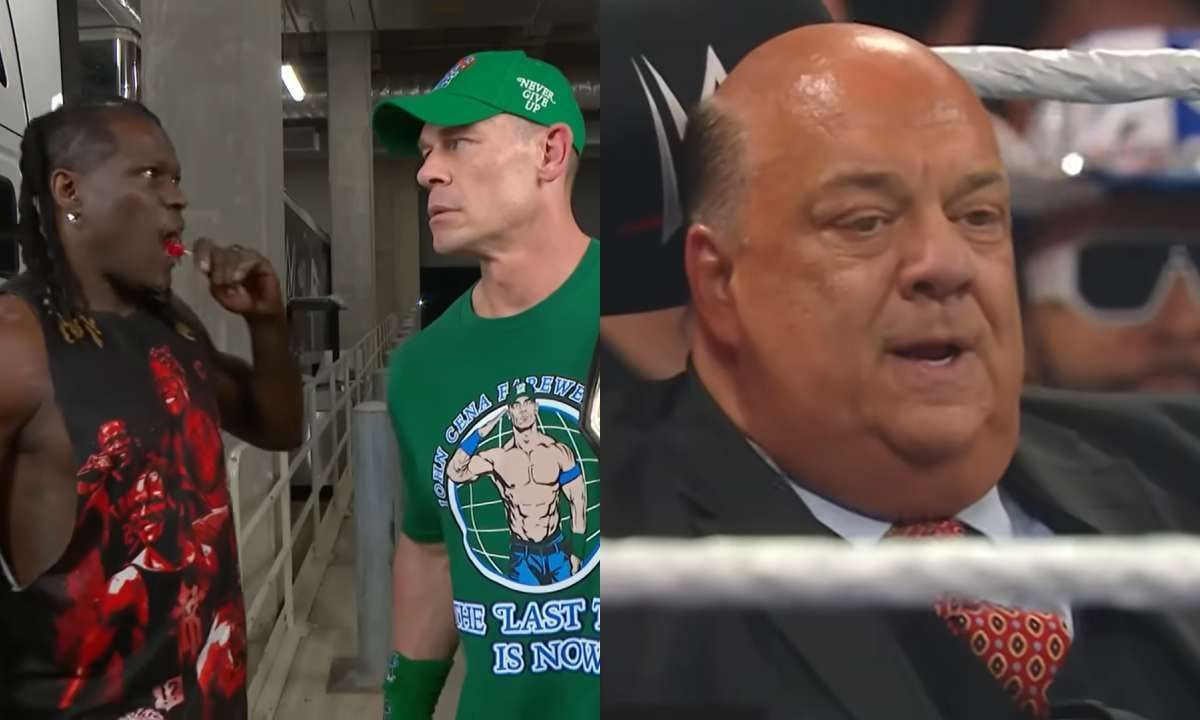 WWE Undisputed Champion, John Cena and R Truth (L) and Paul Heyman (R). [Photo credit: WWE on YouTube]