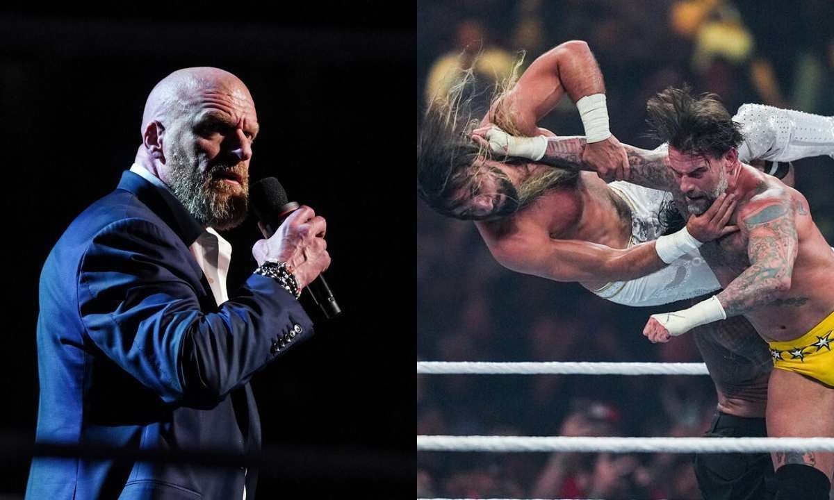 WWE CCO Triple H (L) and Seth Rollins  and CM Punk (R). Photo credit: WWE.com