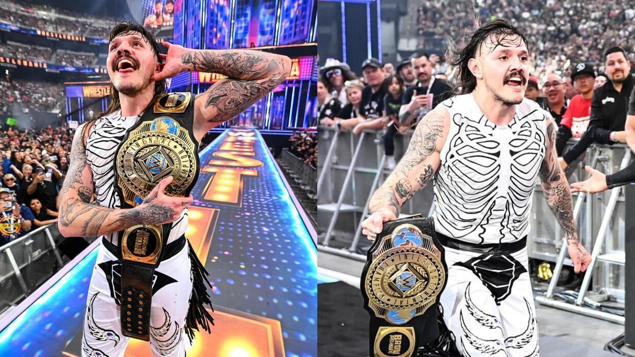 Dominik Mysterio won the IC title at WrestleMania! (Images from WWE.com)