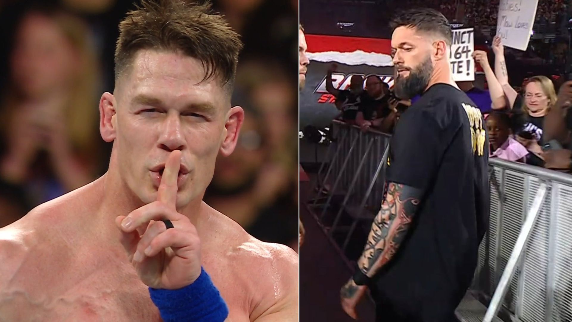 John Cena (left), Finn Balor (right). [Image credits: WWE on X &amp; YouTube]