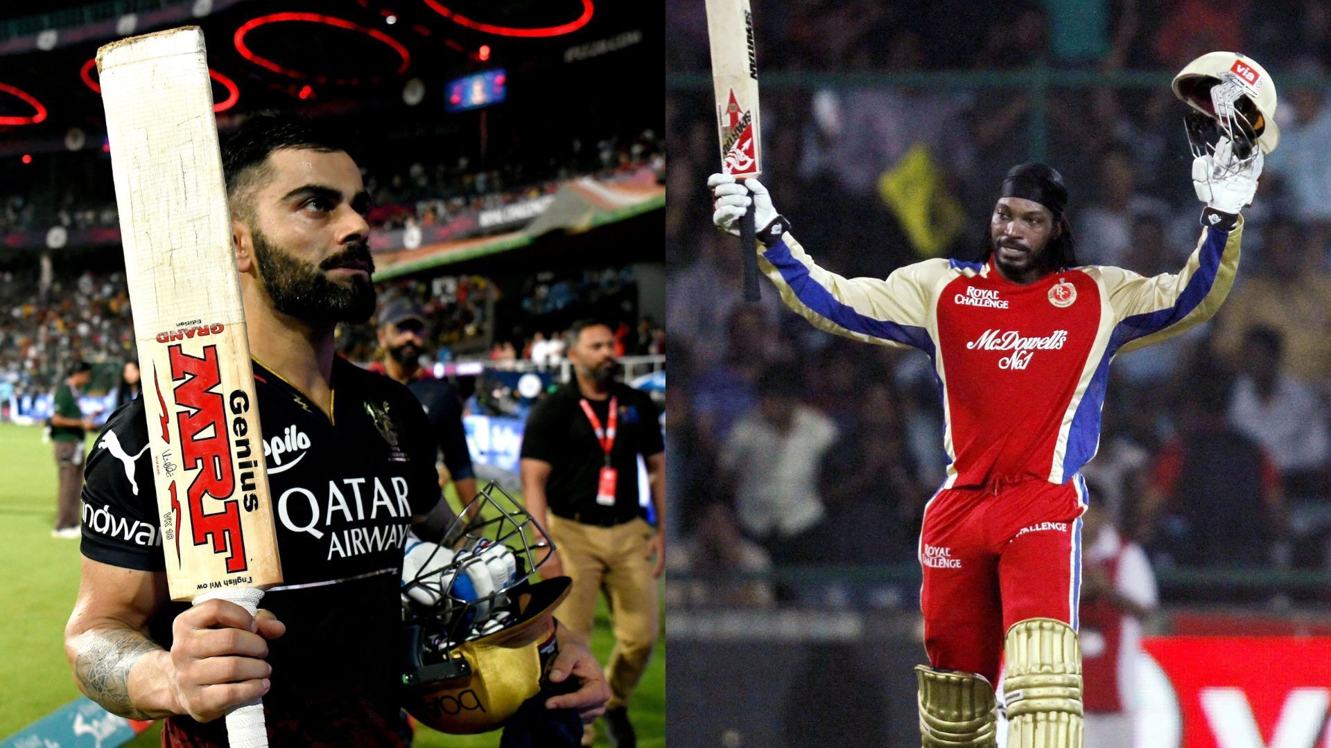 Comparison of Virat Kohli &amp; Chris Gayle after first 142 IPL games (Image by IPL on X and Getty)