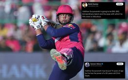 "He has the power of a 30-year-old Chris Gayle" - Fans react to Vaibhav Suryavanshi's blistering knock in RR vs PBKS IPL 2025 clash