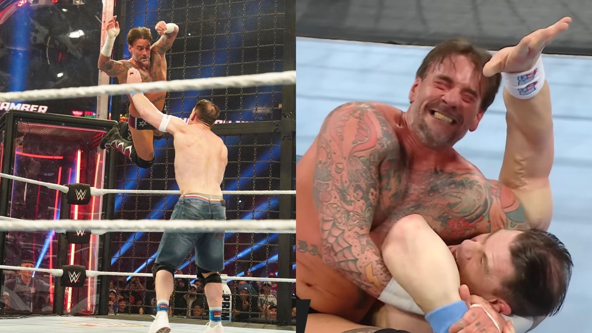 John Cena and CM Punk at the Elimination Chamber PLE (Images via WWE