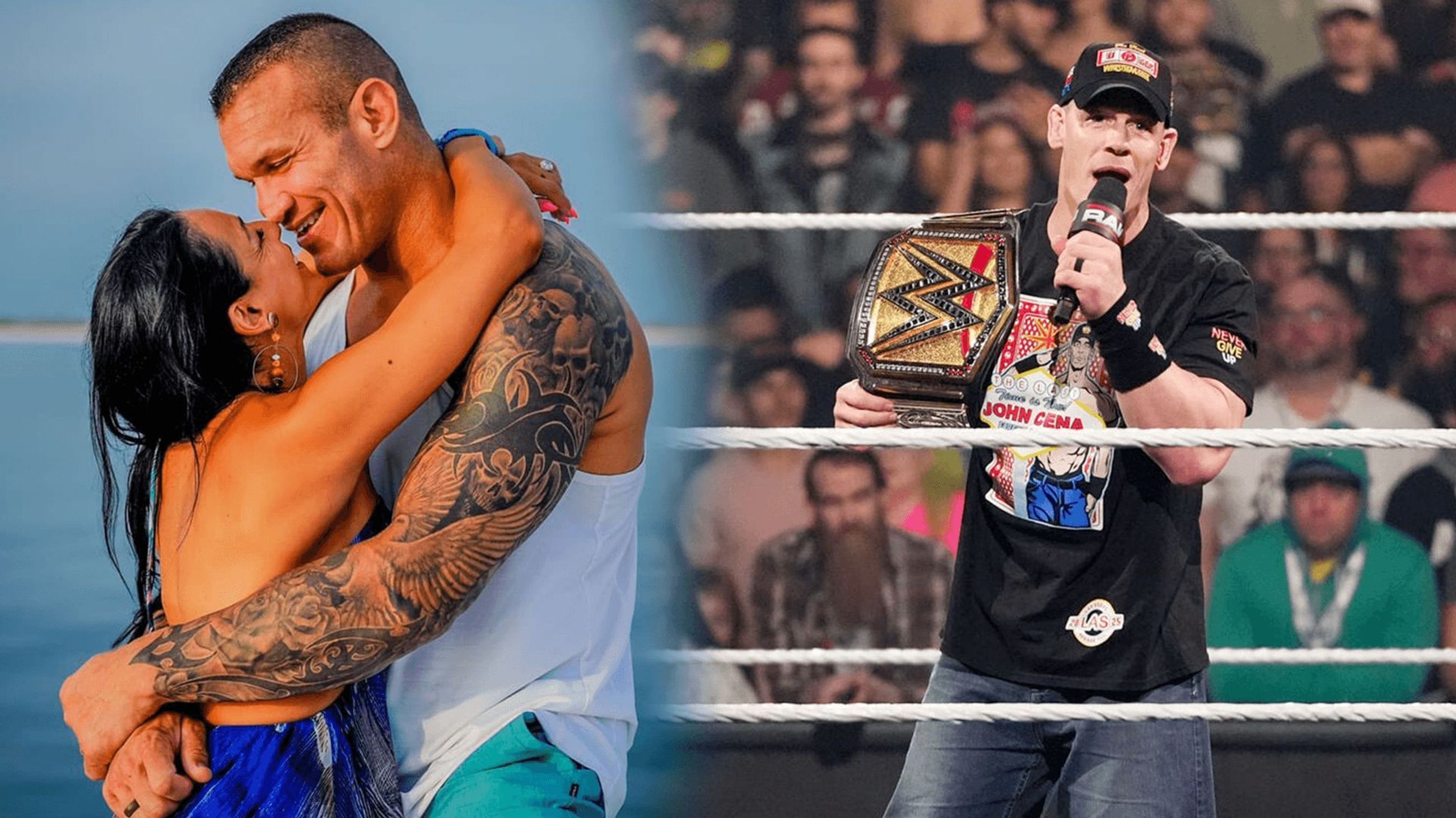 Randy Orton with his wife Kim Orton &amp; John Cena! (Credits: Kim Orton