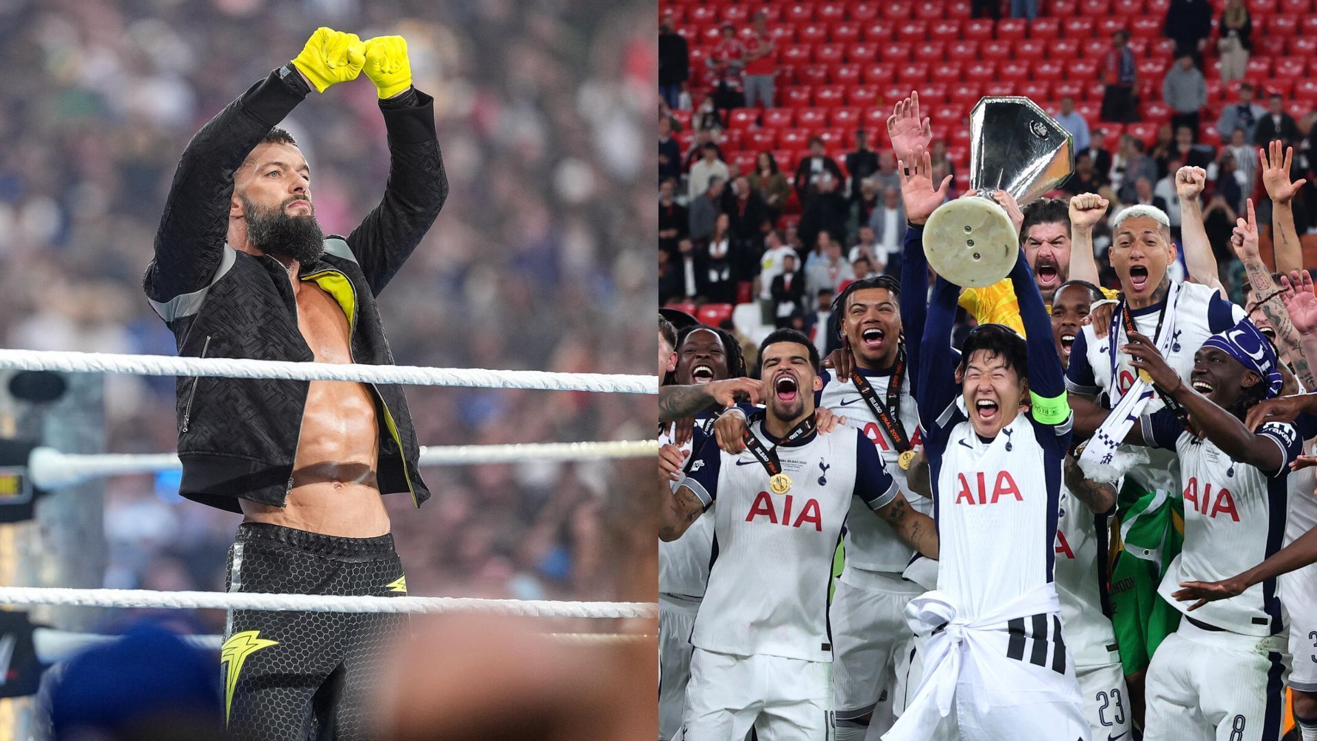 Finn Balor celebrates Tottenham Hotspur profitable the UEFA Europa League; The Judgment Day member was in attendance for the ultimate