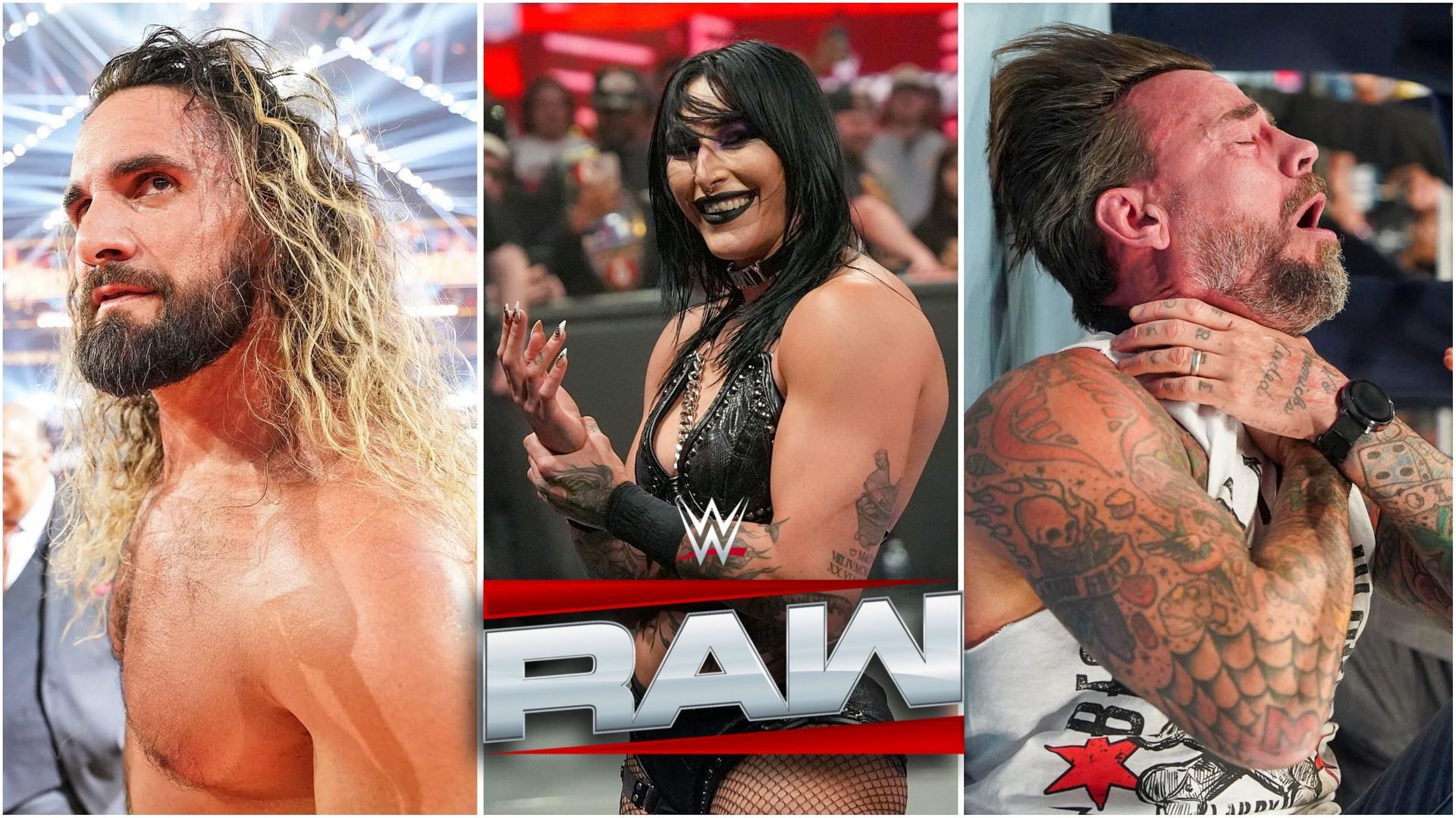 Seth Rollins, Rhea Ripley, CM Punk