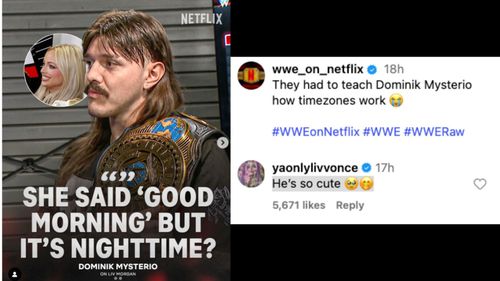 Morgan reacted to Mysterio's botch last night on RAW. [Image credit: WWE_on_Netflix on Instagram]