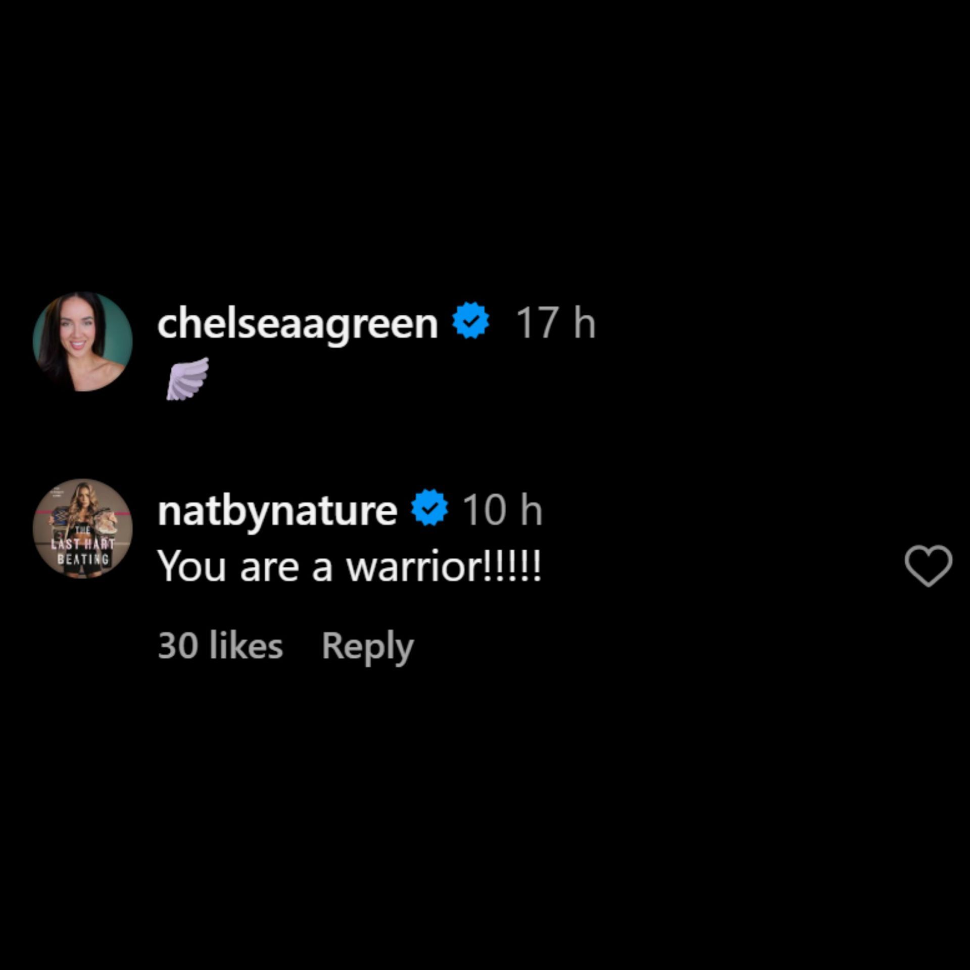 Natalya reacts to Chelsea Green&#039;s resilience. [Photo credit: Green&#039;s Instagram post]