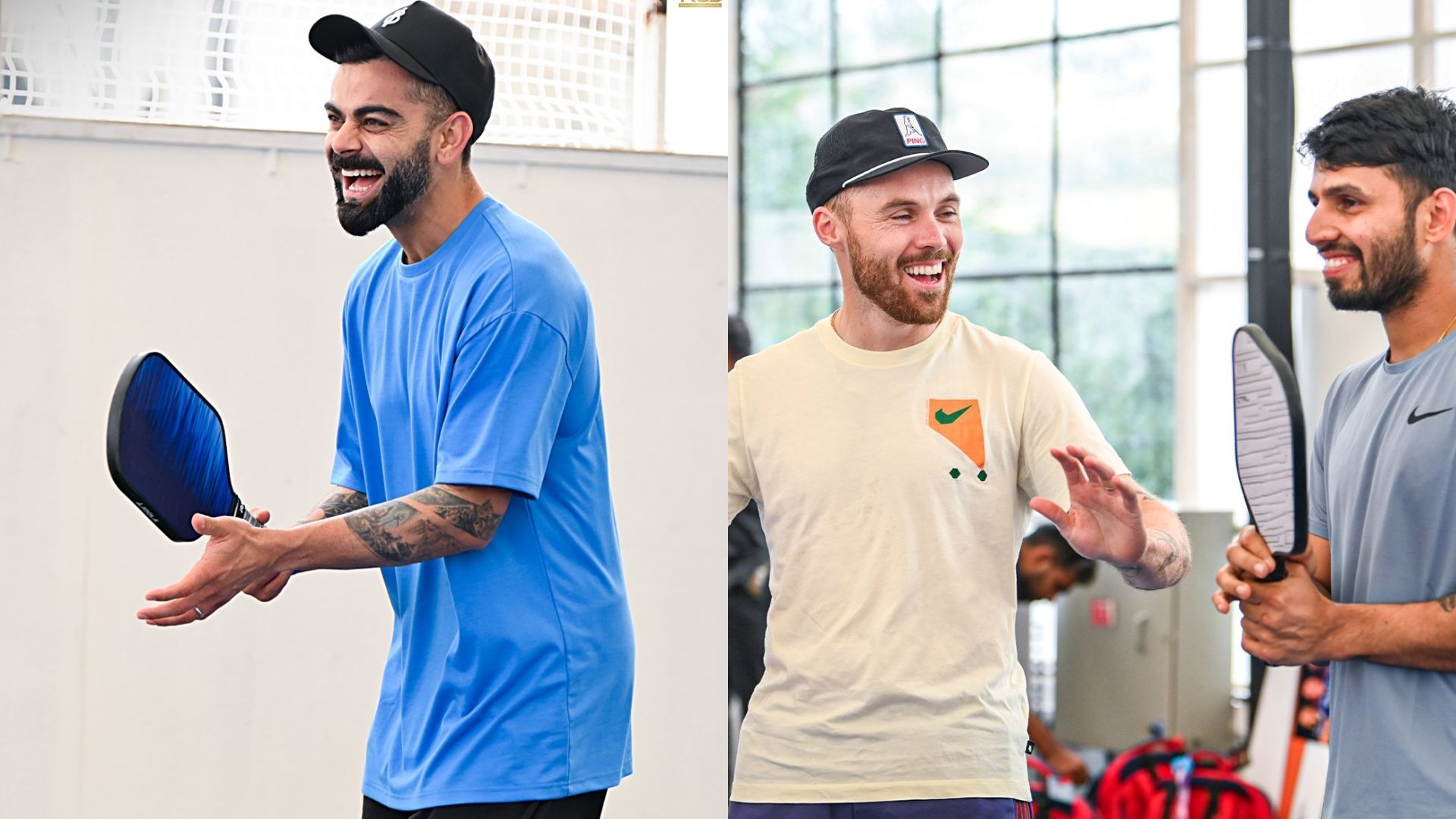 Virat Kohli and his RCB teammates indulged in a game of Pickleball after rain played spoilsport to their practice session (Source: @RCBTweets on X)