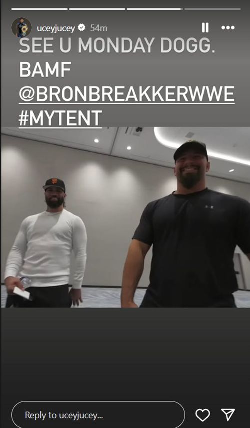 Jey Uso isn't worried about Bron Breakker [Photo credit: Uso's Instagram Story]
