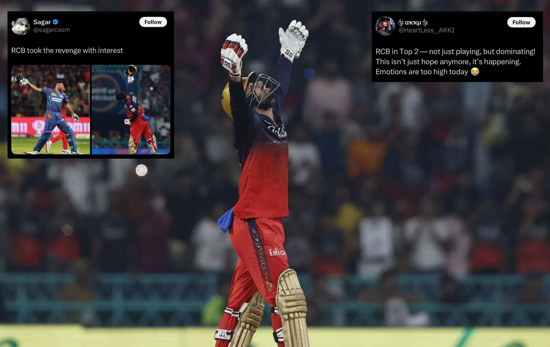 RCB finished in the top two for the first time since 2016. (Pics: Getty Images/X/@sagarcasm/@HeartLess__AKKI).