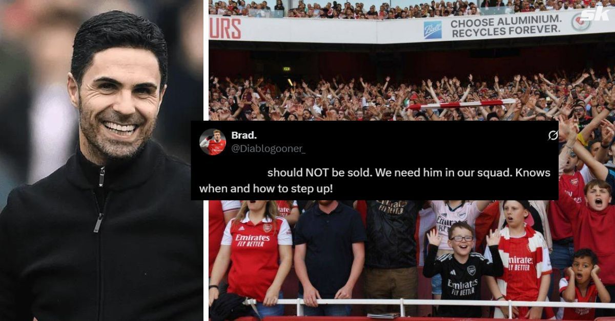Mikel Arteta (left) and Arsenal fans