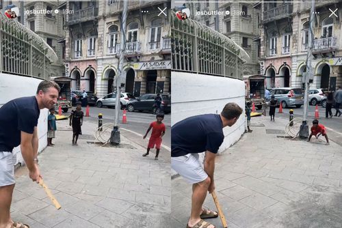Jos Buttler plays cricket with young kids on the streets of Mumbai (Image via Instagram-@josbuttler)