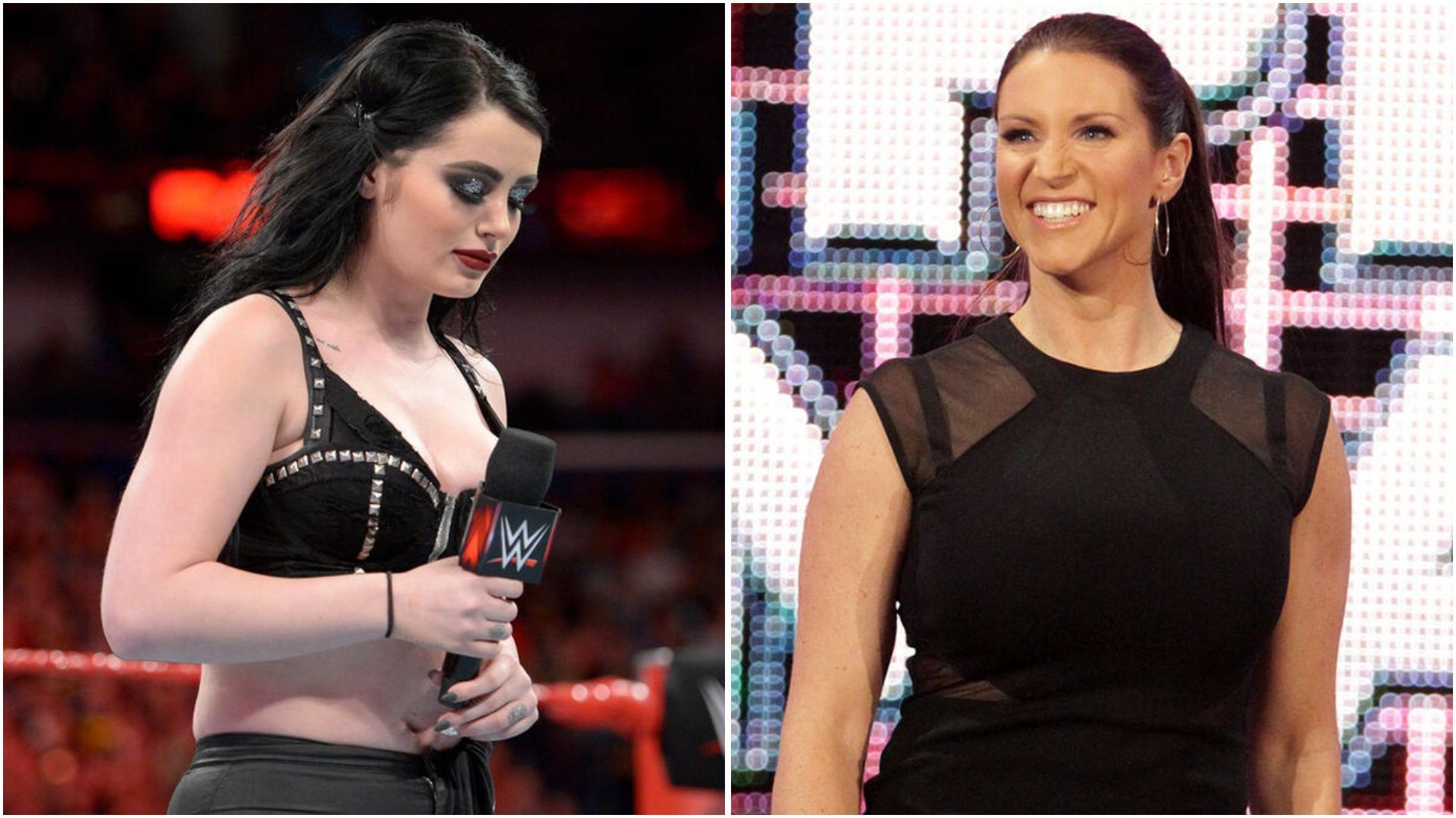 Saraya, fka Paige, and Stephanie McMahon. (Photos: WWE.com)