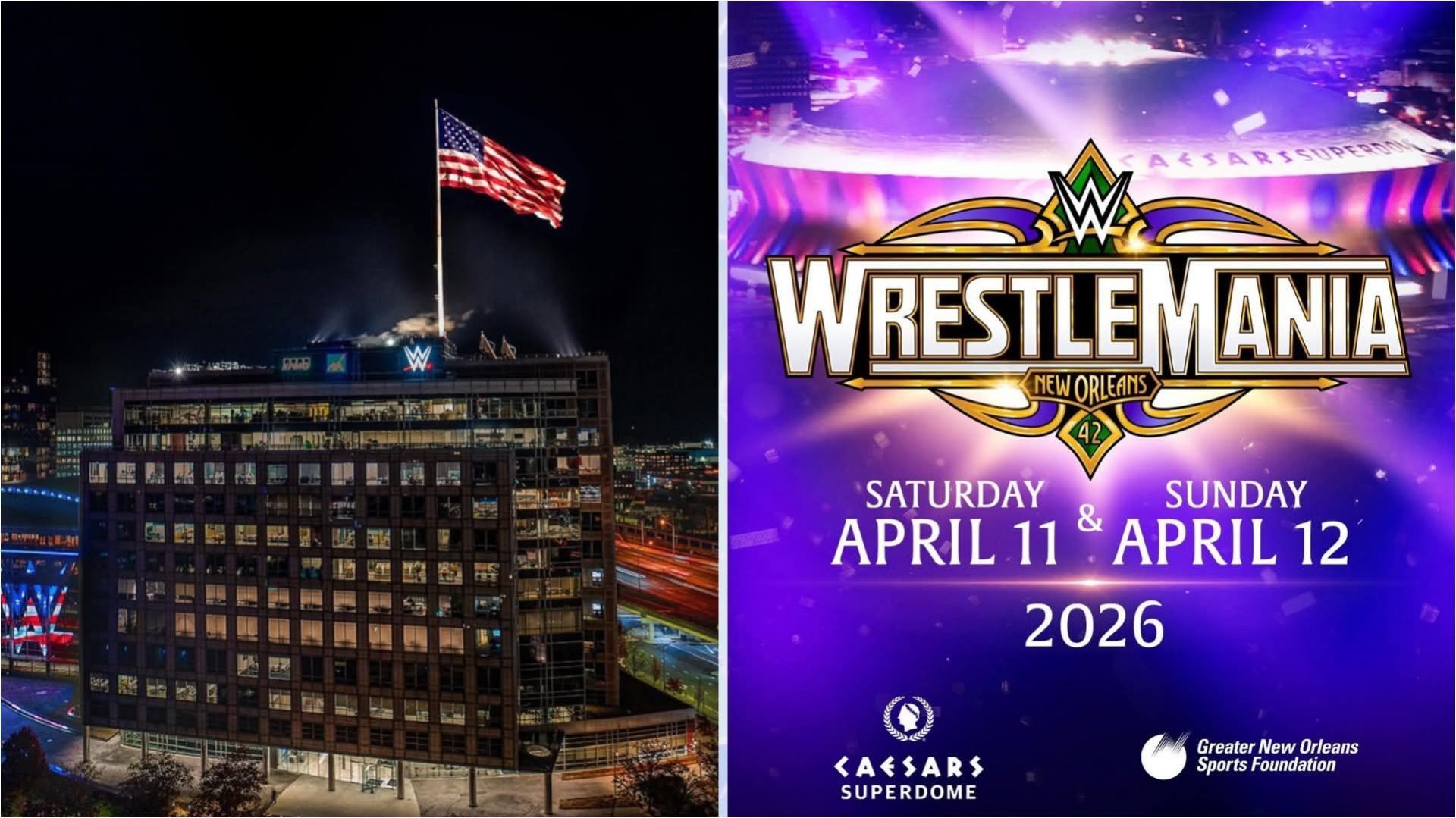 WWE HQ and WrestleMania 42 logo