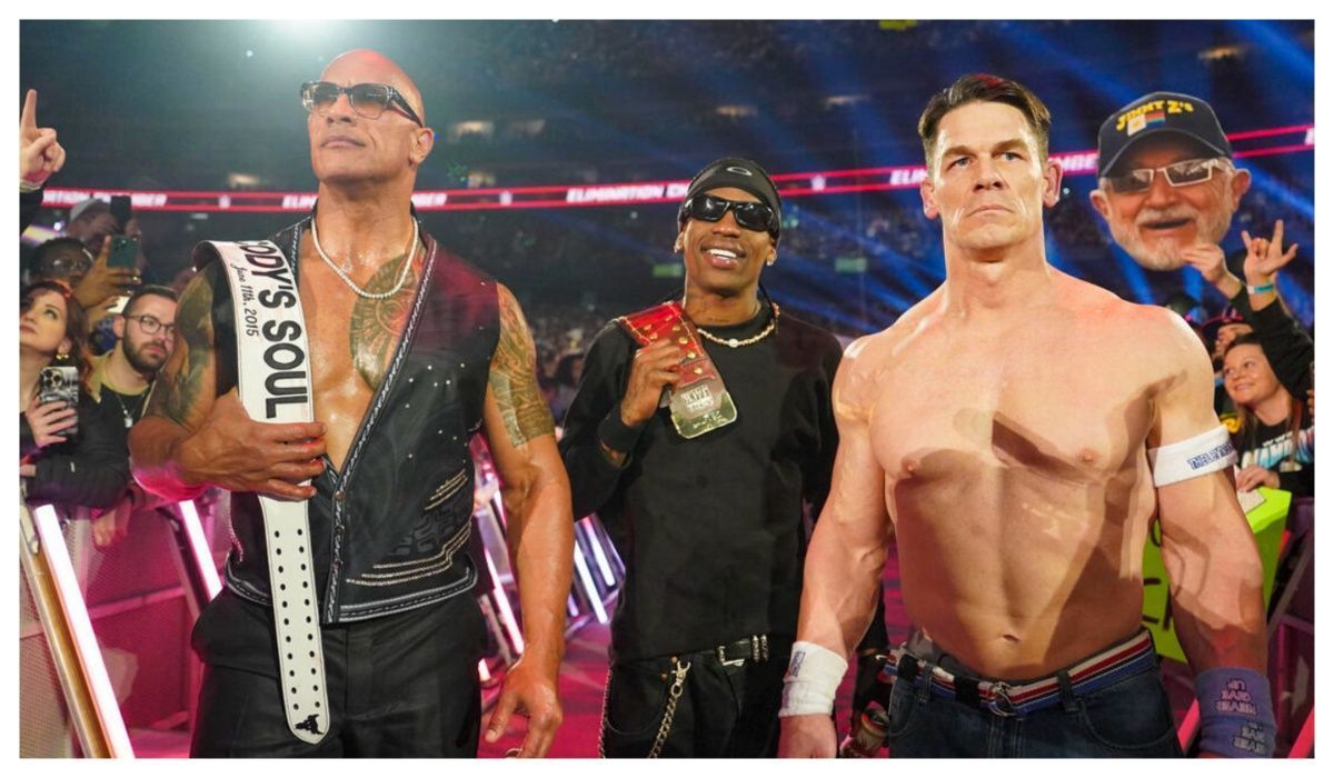 John Cena and The Rock joined hands at Elimination Chamber 2025 (Image via WWE.com)