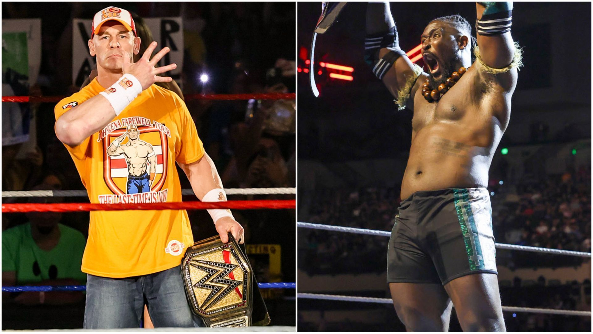 Undisputed WWE Champion John Cena and NXT Champion Oba Femi