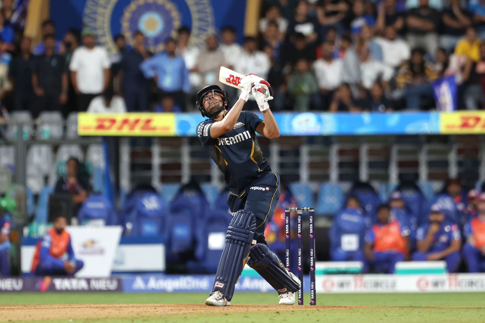 Shubman Gill top-scored for GT with a 46-ball 43 in their IPL 2025 clash against MI. [P/C: Getty]