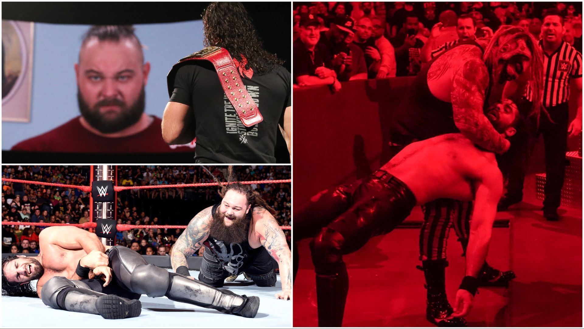 Bray Wyatt aka The Fiend battles Seth Rollins in WWE