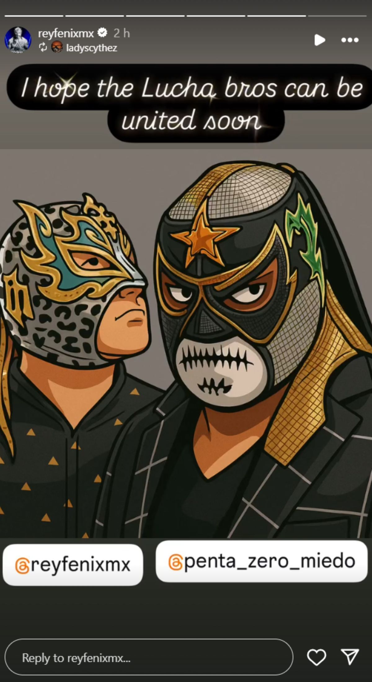 Rey Fenix teases an alliance with brother Penta [Picture courtesy: WWE Superstar&#039;s Instagram Story]