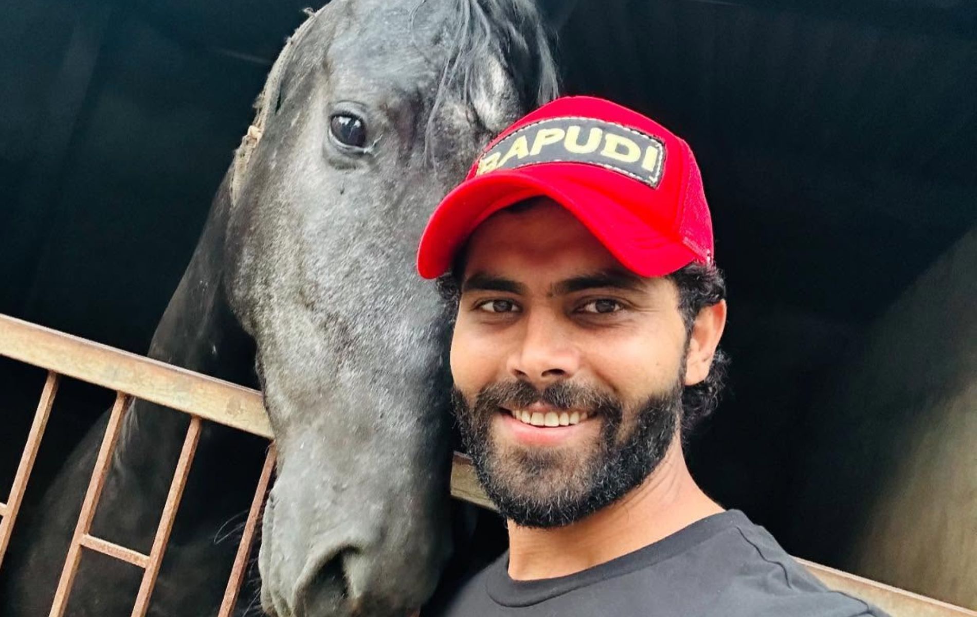 Ravindra Jadeja poses with one of his horses at Jamnagar farmhouse. (Pic: Instagram/royalnavghan).