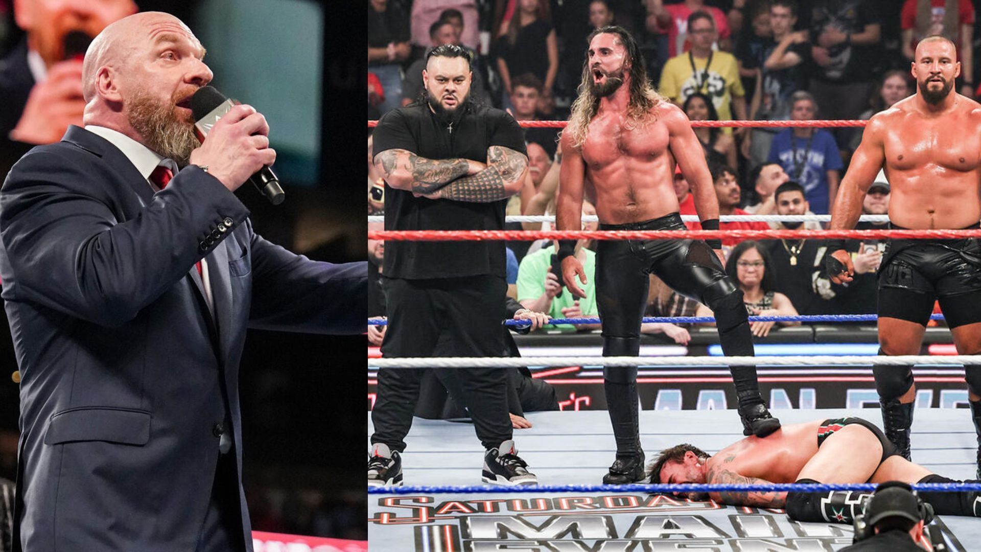 Triple H (left), Bronson Reed, Seth Rollins, and Bron Breakker (right) (Image Credits: WWE.com)