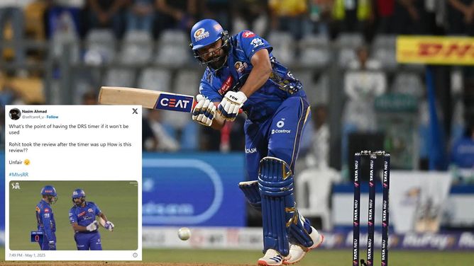 "This simple mistake can cost the match" - Twitter reacts as Rohit Sharma takes DRS after the timer ends in RR vs MI IPL 2025 match