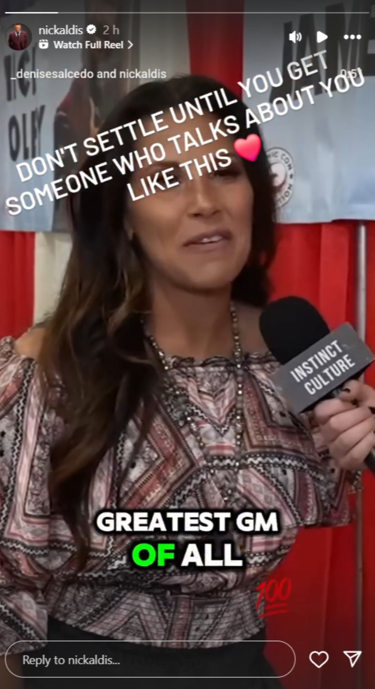 Nick Aldis reacts to praise from Mickie James. (Photo credits: SmackDown GM&#039;s Instagram story)
