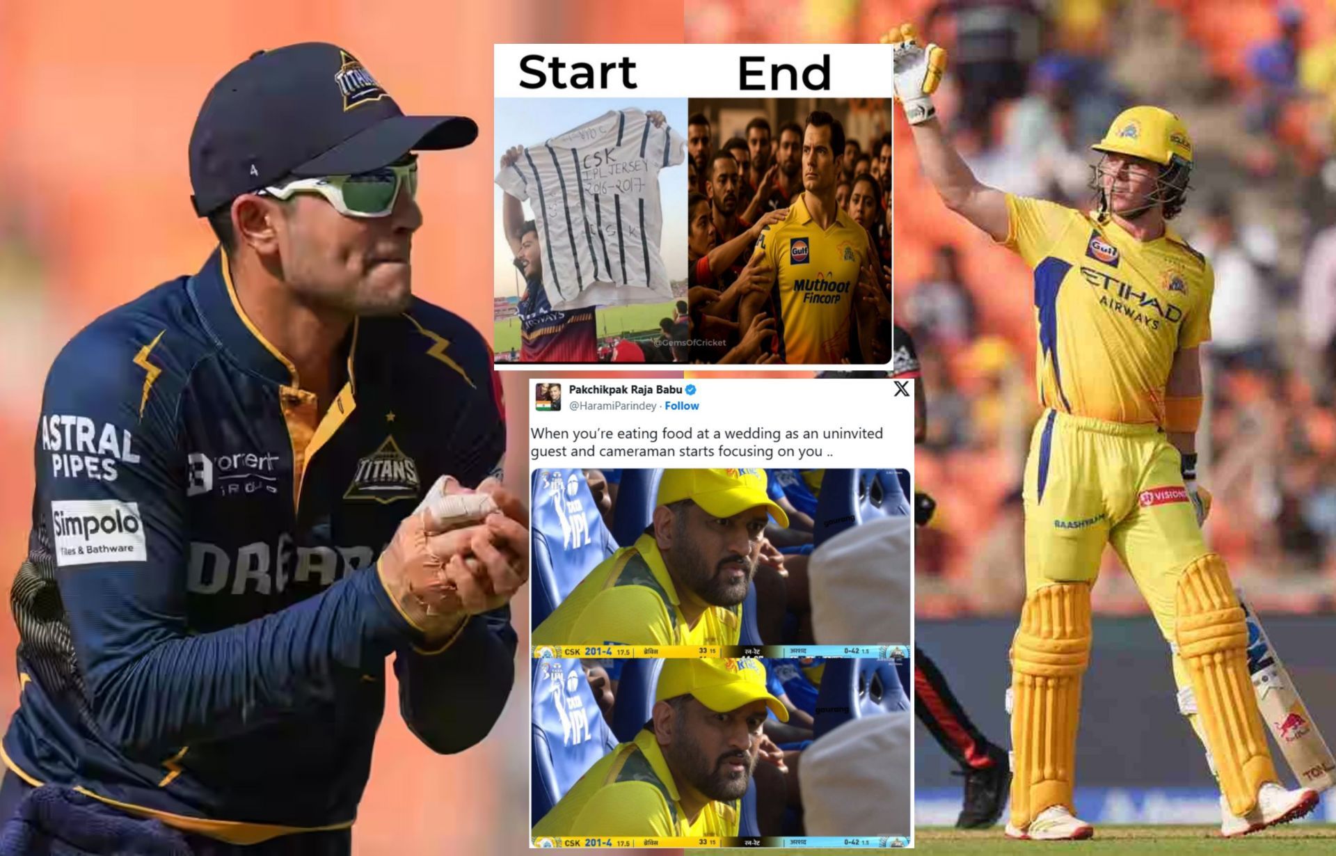 Fans react after 1st innings of CSK vs GT match. (Image: bcci.tv, X - @HaramiParindey, @GemsOfCricket)