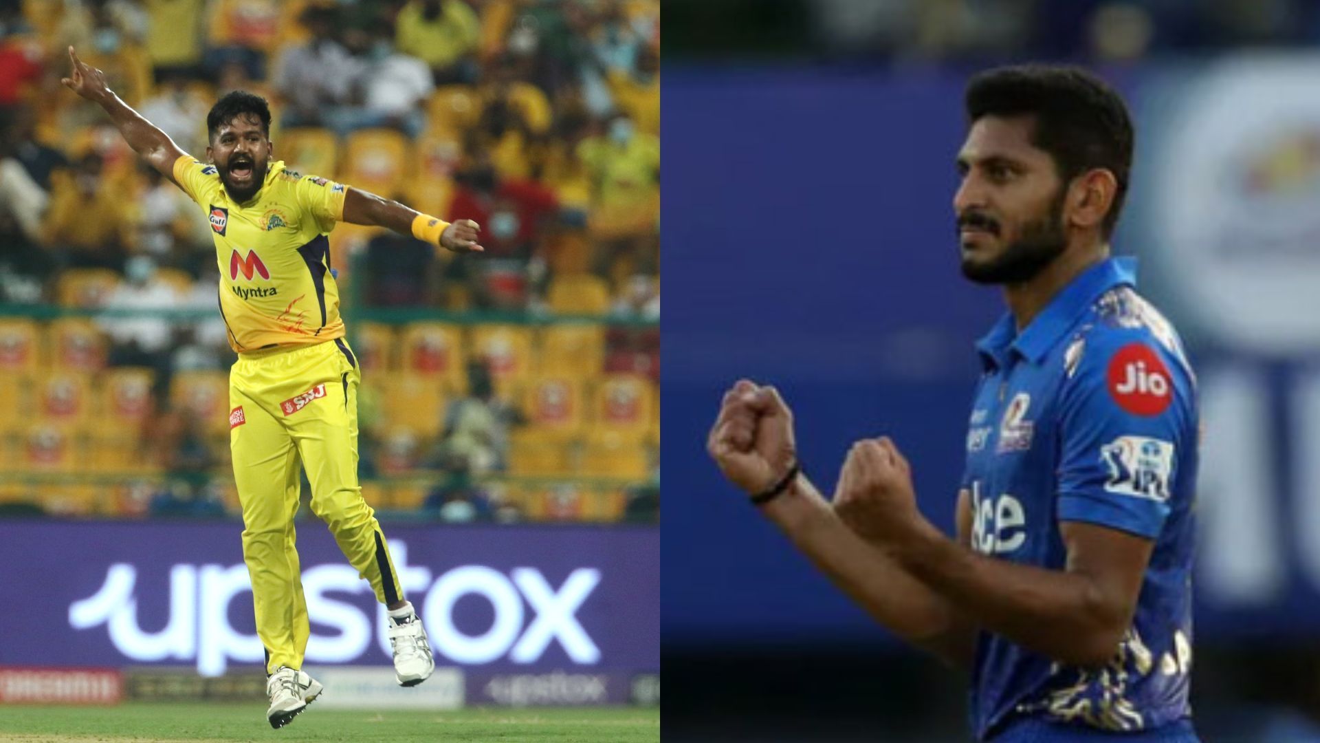 KM Asif and Basil Thampi (Image courtesy: IPL on X and Mumbai Indians)
