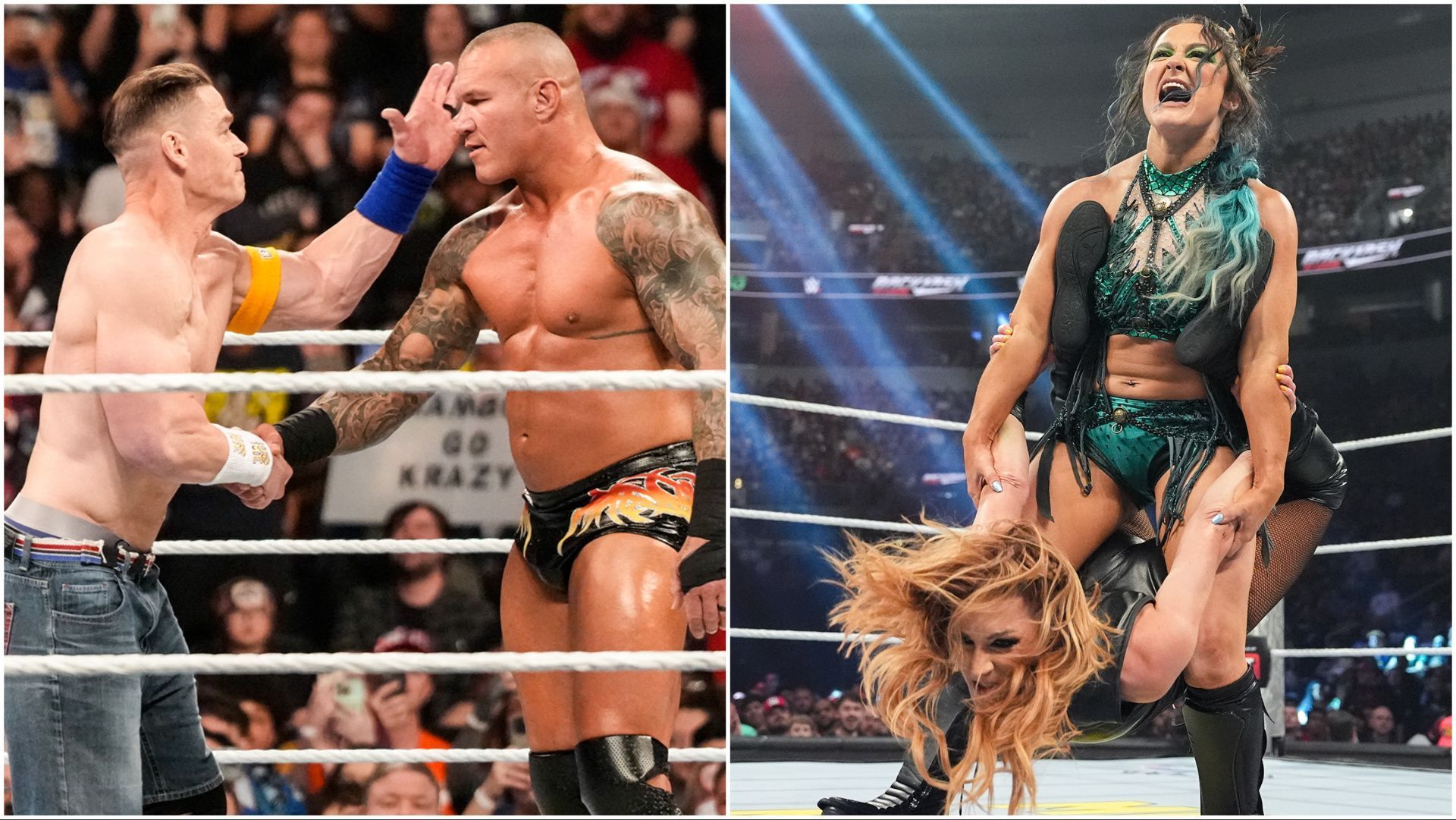 John Cena, Randy Orton, Lyra Valkyria and Becky Lynch at WWE Backlash