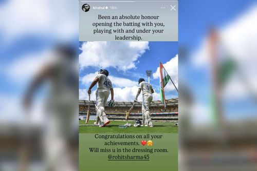 KL Rahul shared a heartfelt message for Rohit (Image via Instagram-@klrahul)