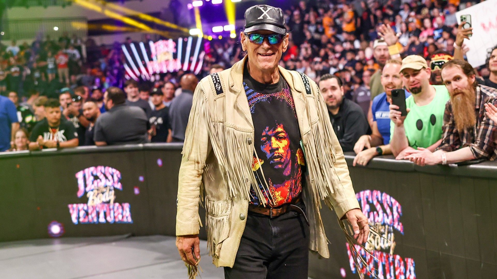 Jesse Ventura at ringside during WWE SNME 39