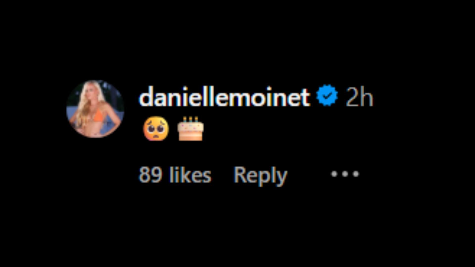 Screenshot of Summer Rae&#039;s comment [Image credit: WWE&#039;s Instagram handle]