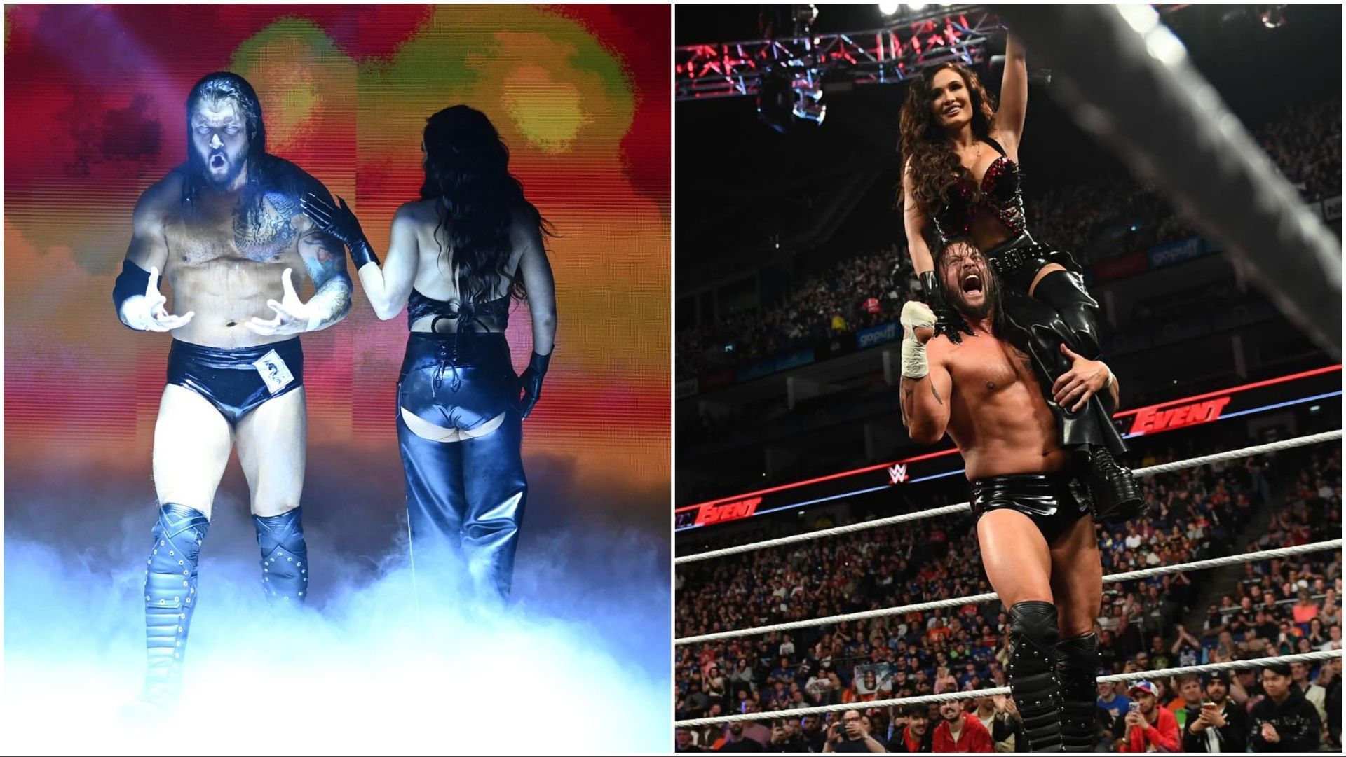 Karrion Kross and Scarlett celebrate a win on WWE Main Event