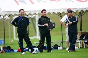 This is a picture with the 2010 World Cup, Japan National Team Head Coach Takeshi Okada. Attending an Elite Training Camp for U12 Players.