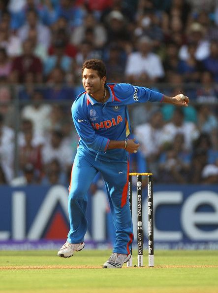 Tendulkar bowling in the World Cup Final