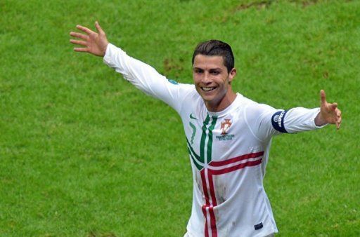 Portuguese forward Cristiano Ronaldo celebrates after scoring